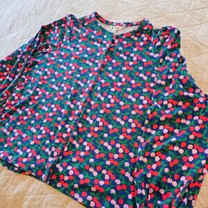 BODEN Marina Cherry Jersey Shirt Women's Plus 20/22 Blue Red Preppy Classic